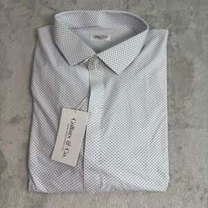 NWT Collars & Co Men Dress Collar Polo Shirt 3XL Relaxed Featherweight Print